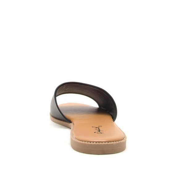 Black Vegan Leather Slide Sandals - Picture 5 of 5